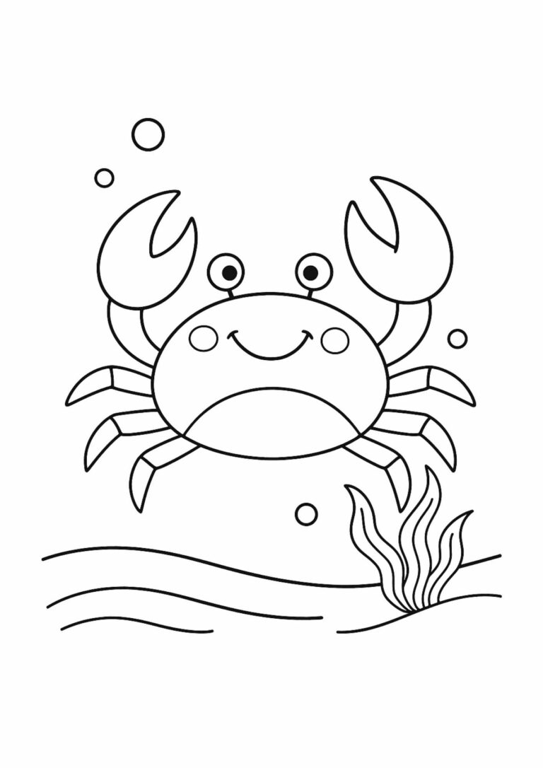 Preschool Sea Animal Coloring Page – Crab (Free Printable)