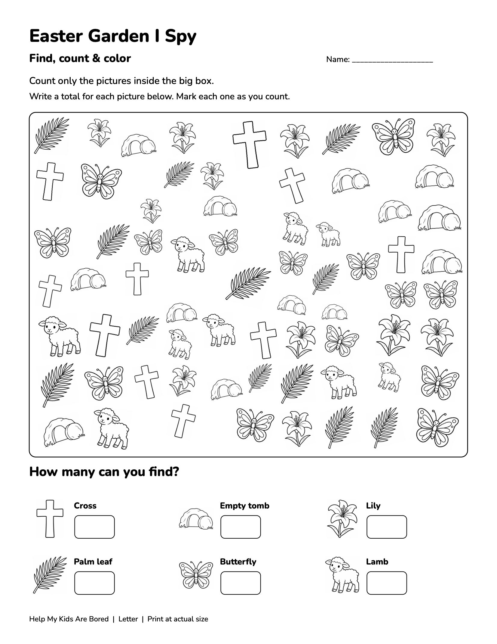 Easter Garden I Spy — Free Counting Printable
