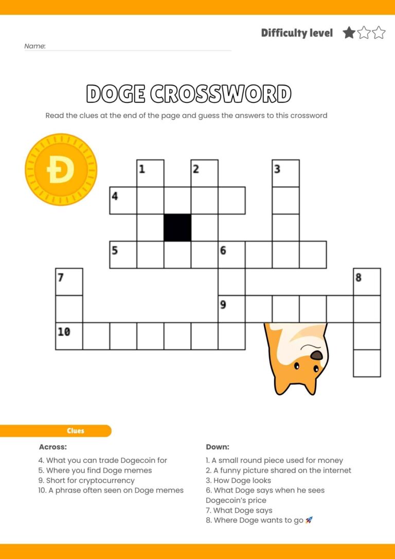 Free DOGE-Themed Crossword Puzzles – Fun Printables for Crypto & Meme Fans!