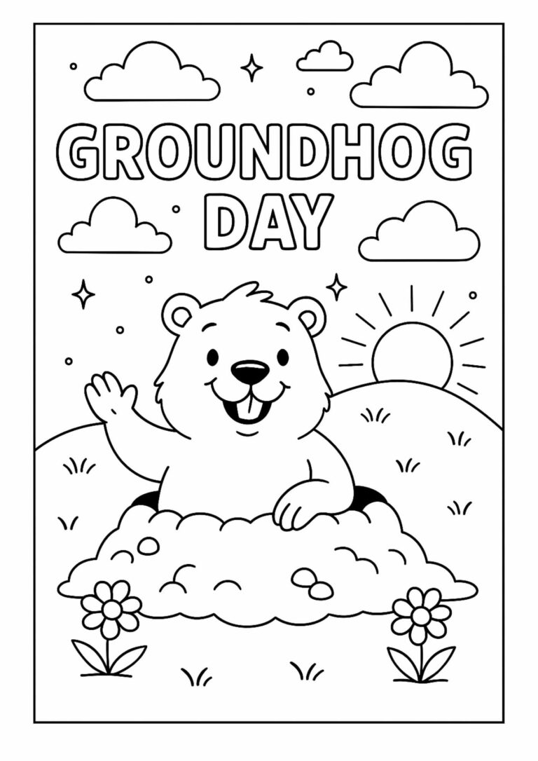Groundhog Day – Free Coloring Page for Kids (Printable!)