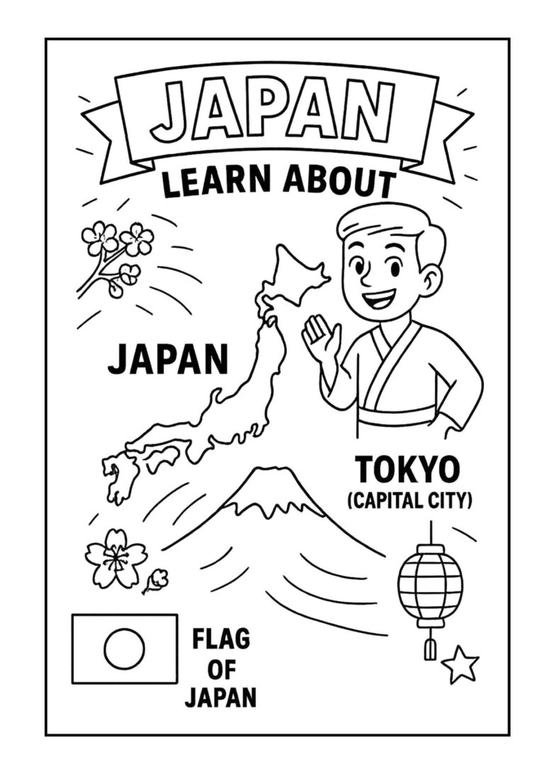 Japan Educational Coloring Page – Free Printable for Kids