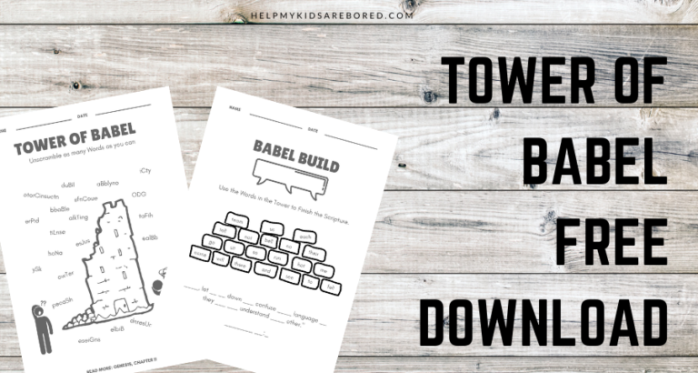 Free Printable Tower of babel Activity Sheets