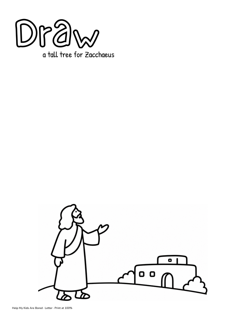 Draw Jesus Worksheet Zacchaeus Meets Jesus Drawing Worksheet for Kids | Free Printable