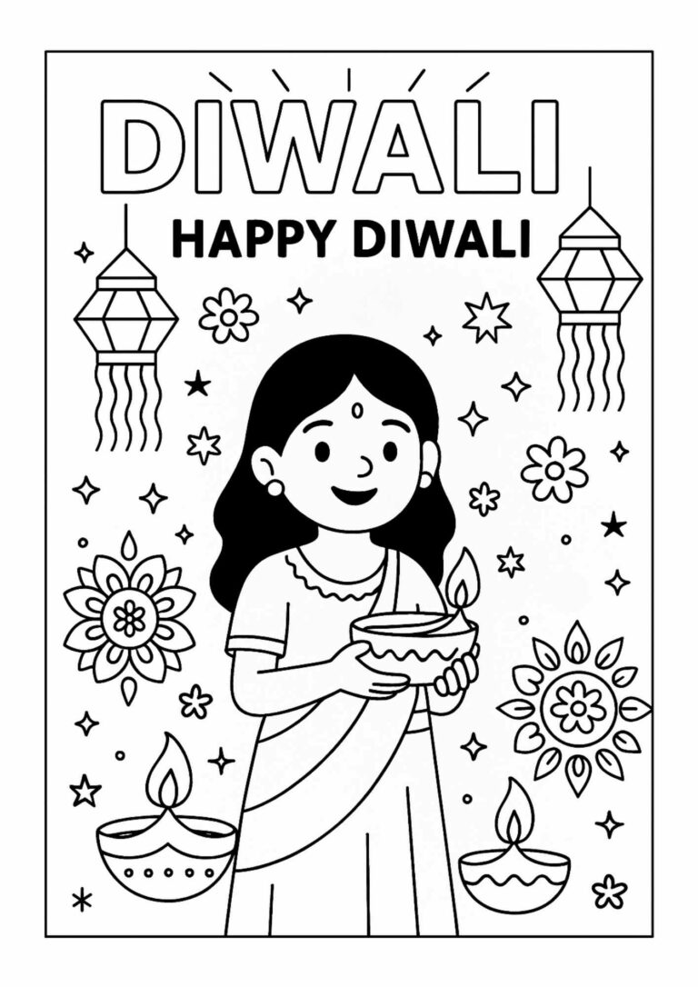 Happy Diwali – Free Coloring Page for Kids (Printable!)