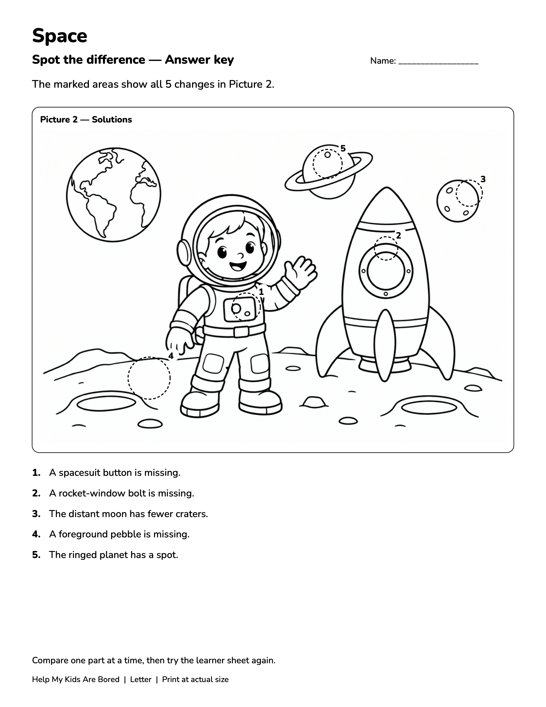Space Spot the Difference — Free Printables