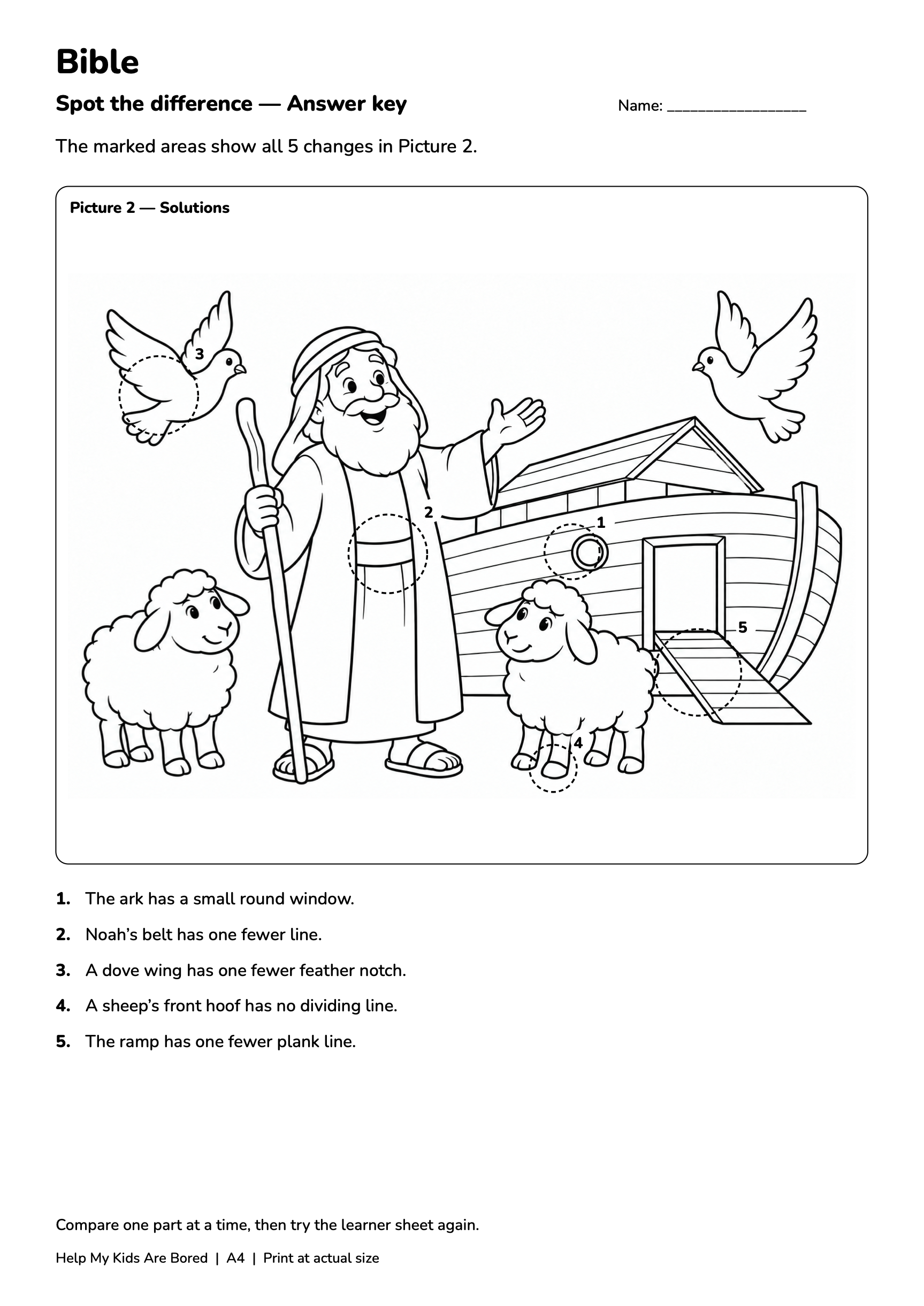 Bible Spot the Difference — Free Printables
