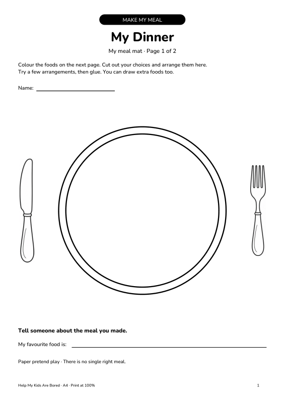 My Dinner Cut and Paste