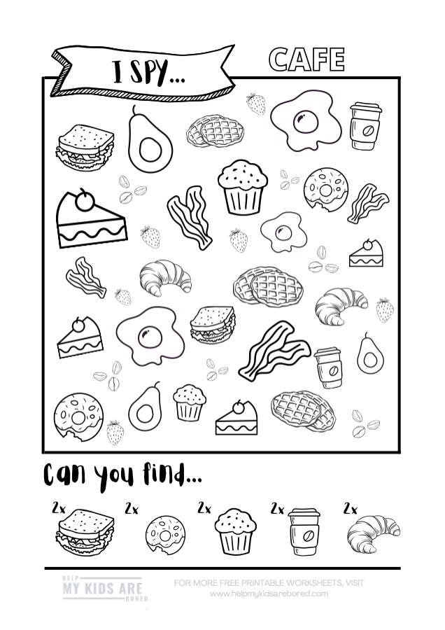 Free Printable I SPY CAFE ACTIVITY DOWNLOAD