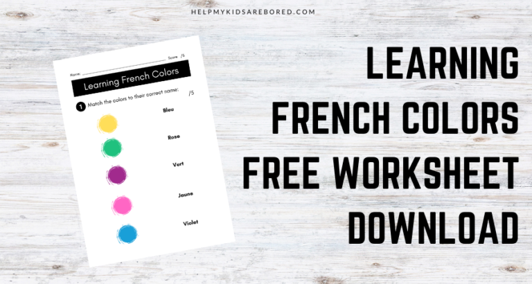 Learning French Colors Free Worksheet Download