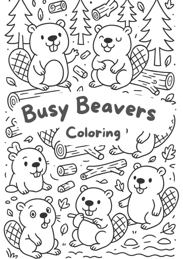 Busy Beaver Coloring Page – Free Printable Woodland Fun for Kids