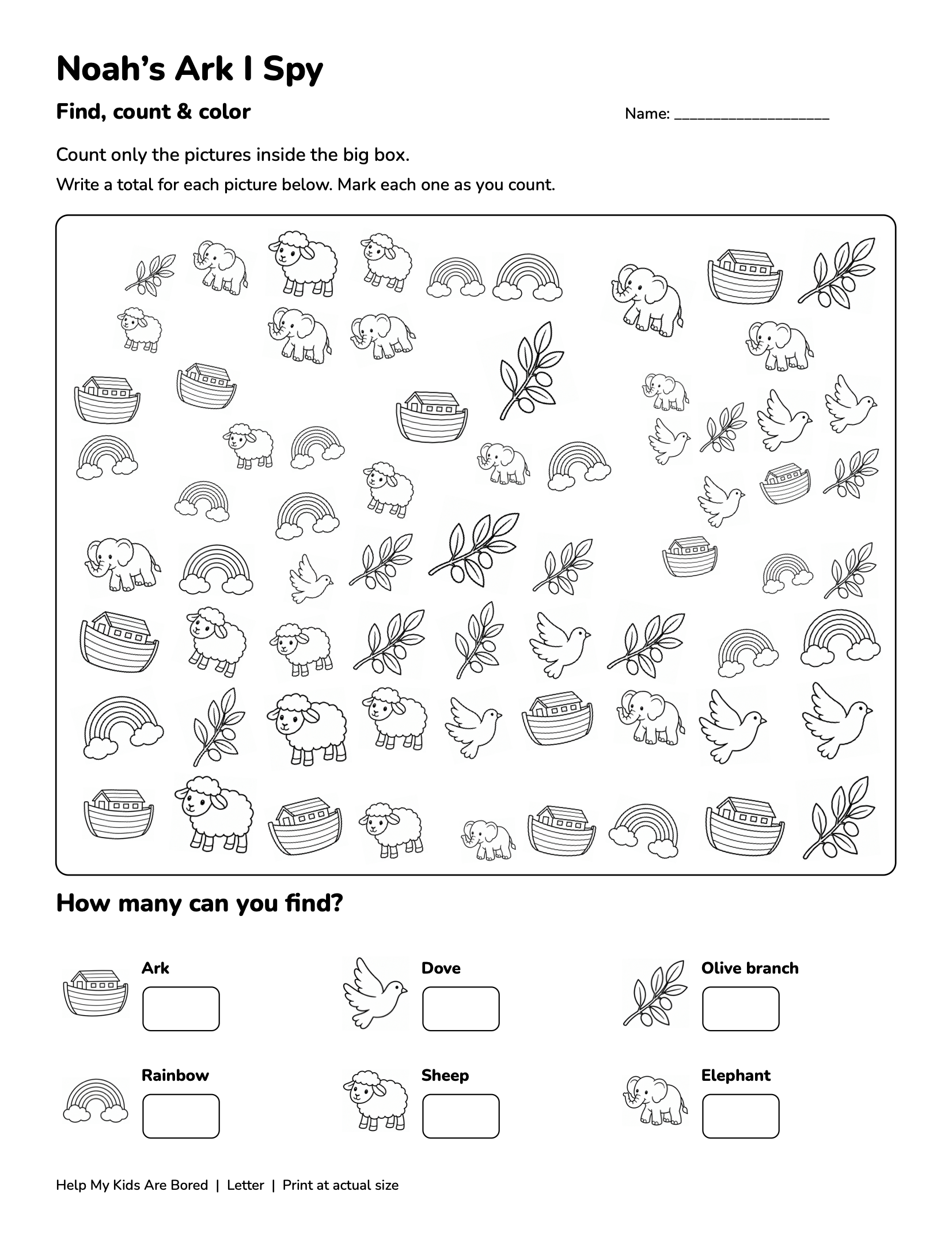 Noah’s Ark I Spy — Free Counting Printable
