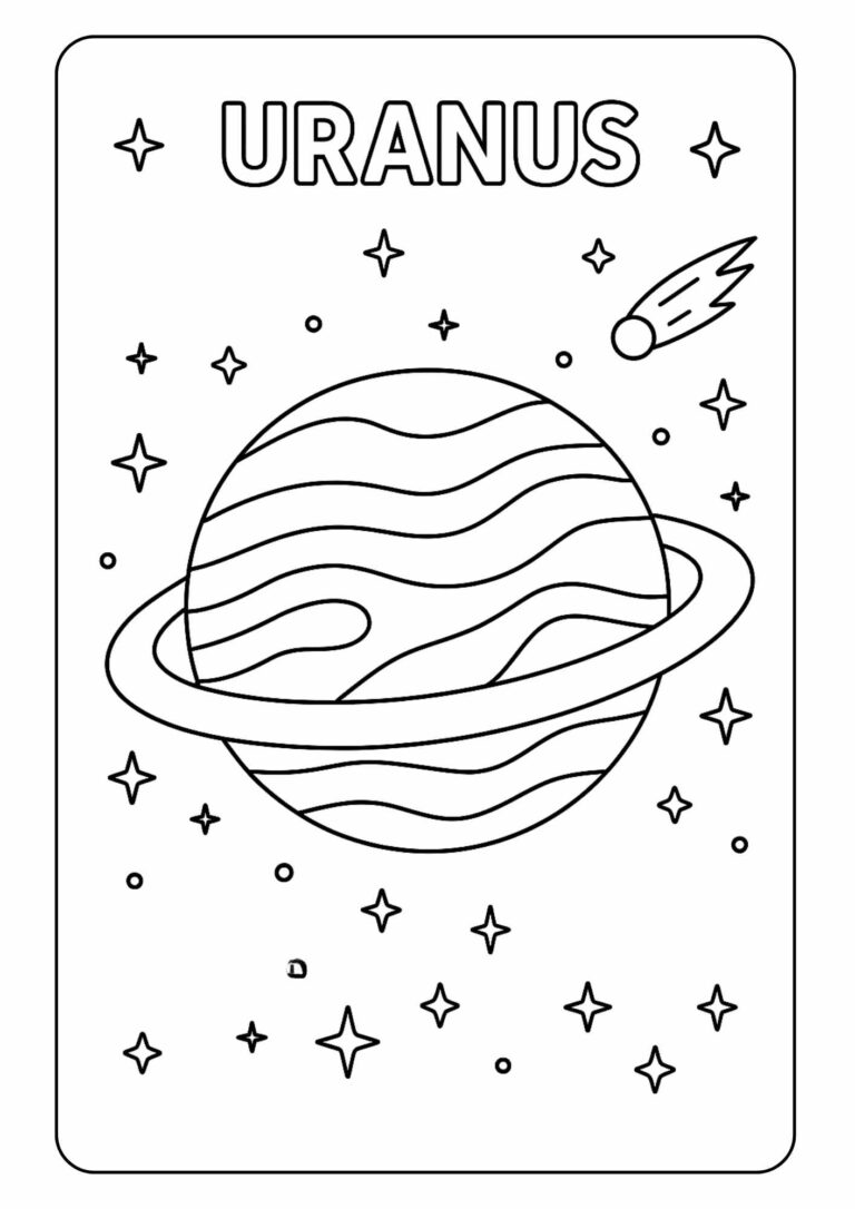 Free Uranus Coloring Page Printable – Discover the Tilted Planet with This Fun Space Worksheet