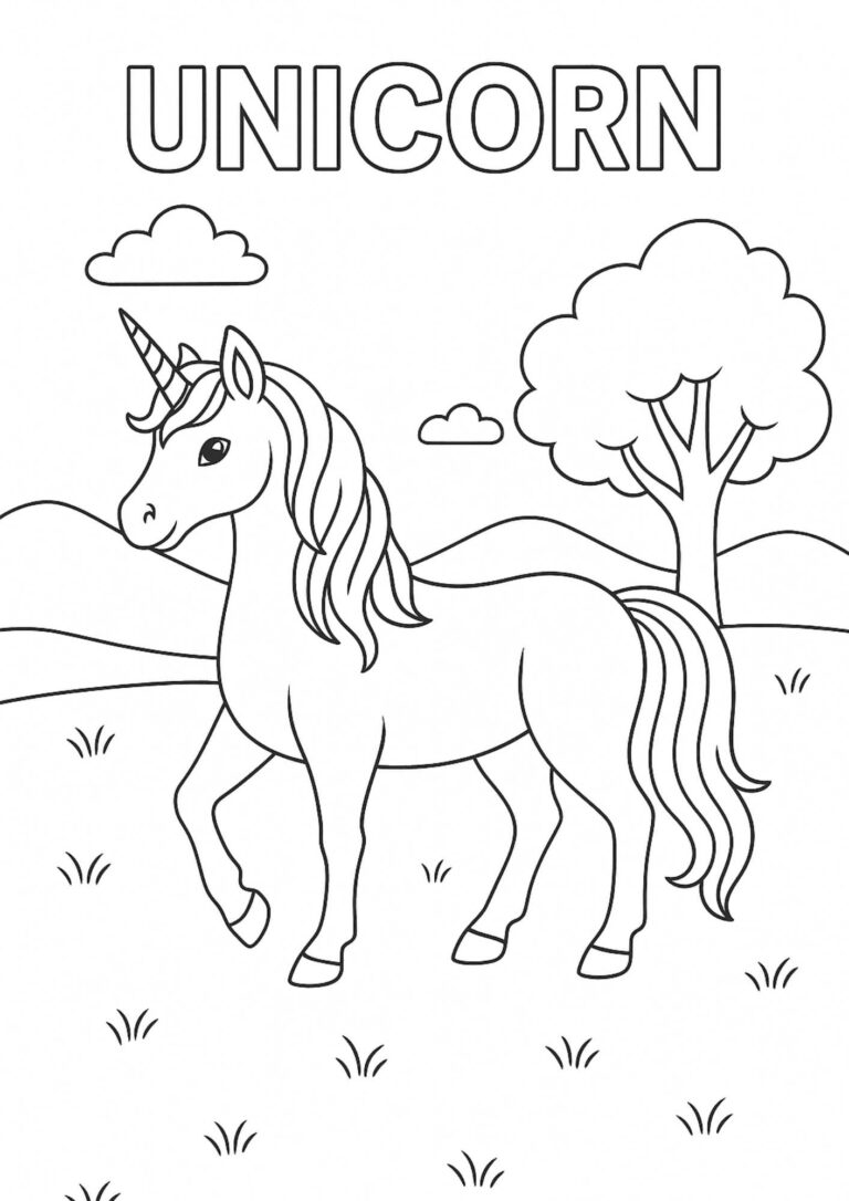 Unicorn Coloring Page – Magical Creature Printable for Kids