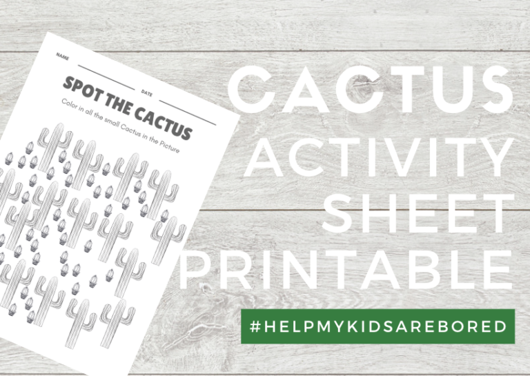Free Cactus Activity Sheets for Primary School Kids