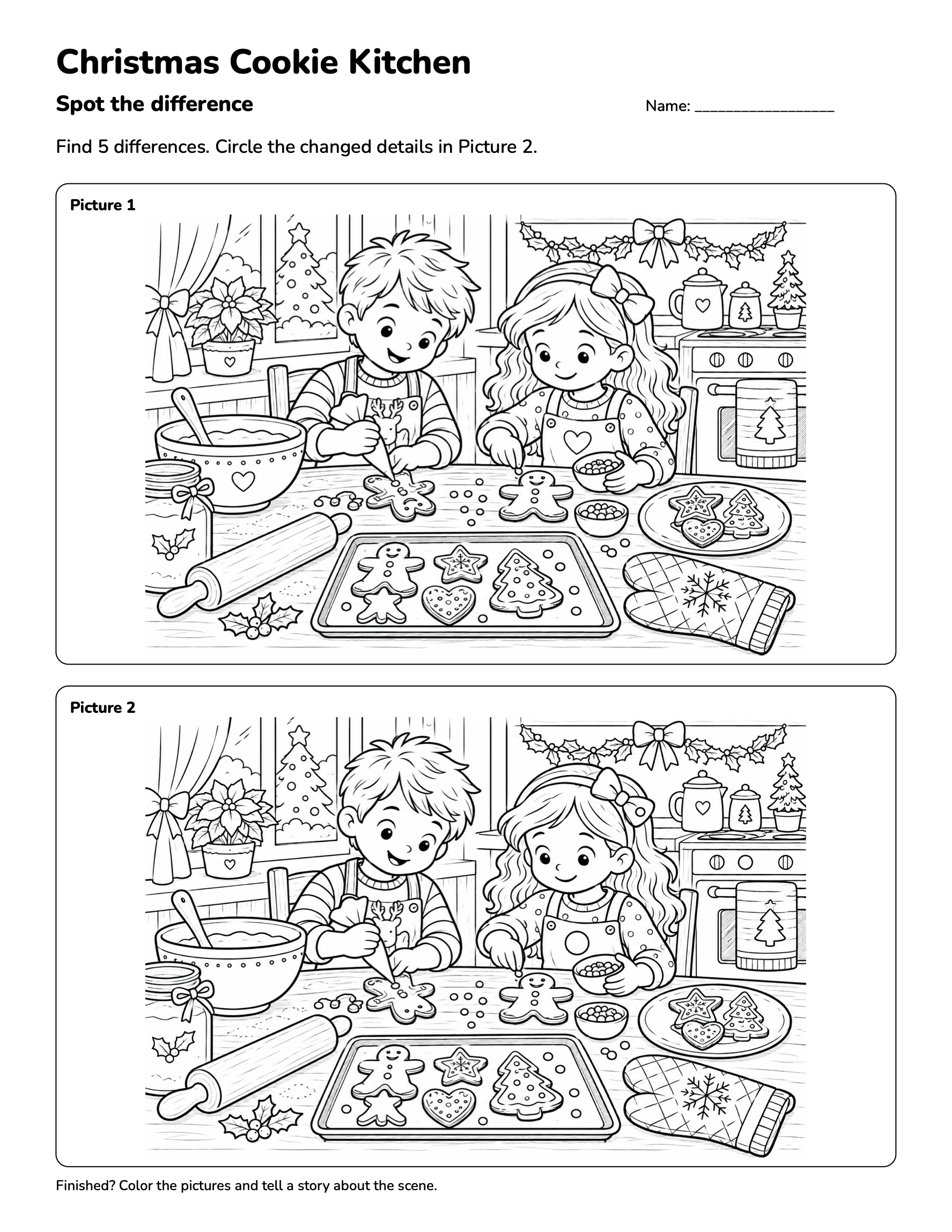 Christmas Cookie Kitchen — Christmas Spot the Difference | Free Printables