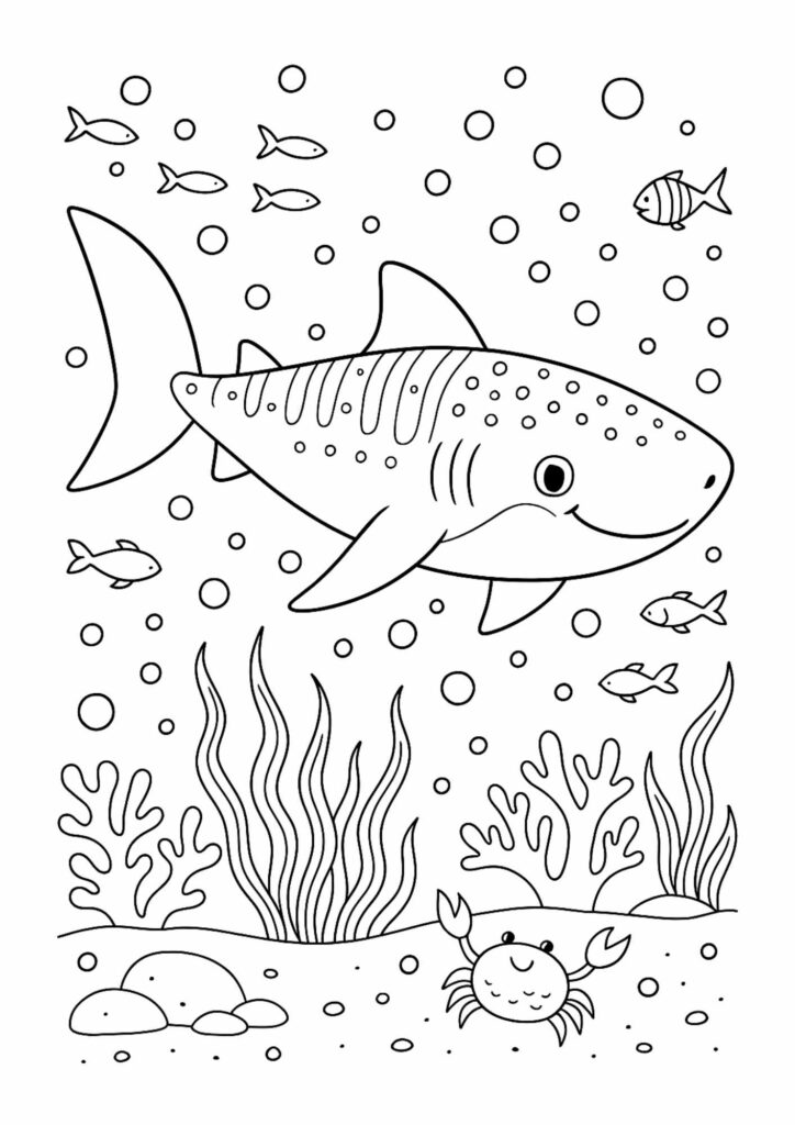 Free Whale Shark Coloring Page – Gentle Giant of the Sea Printable for Kids