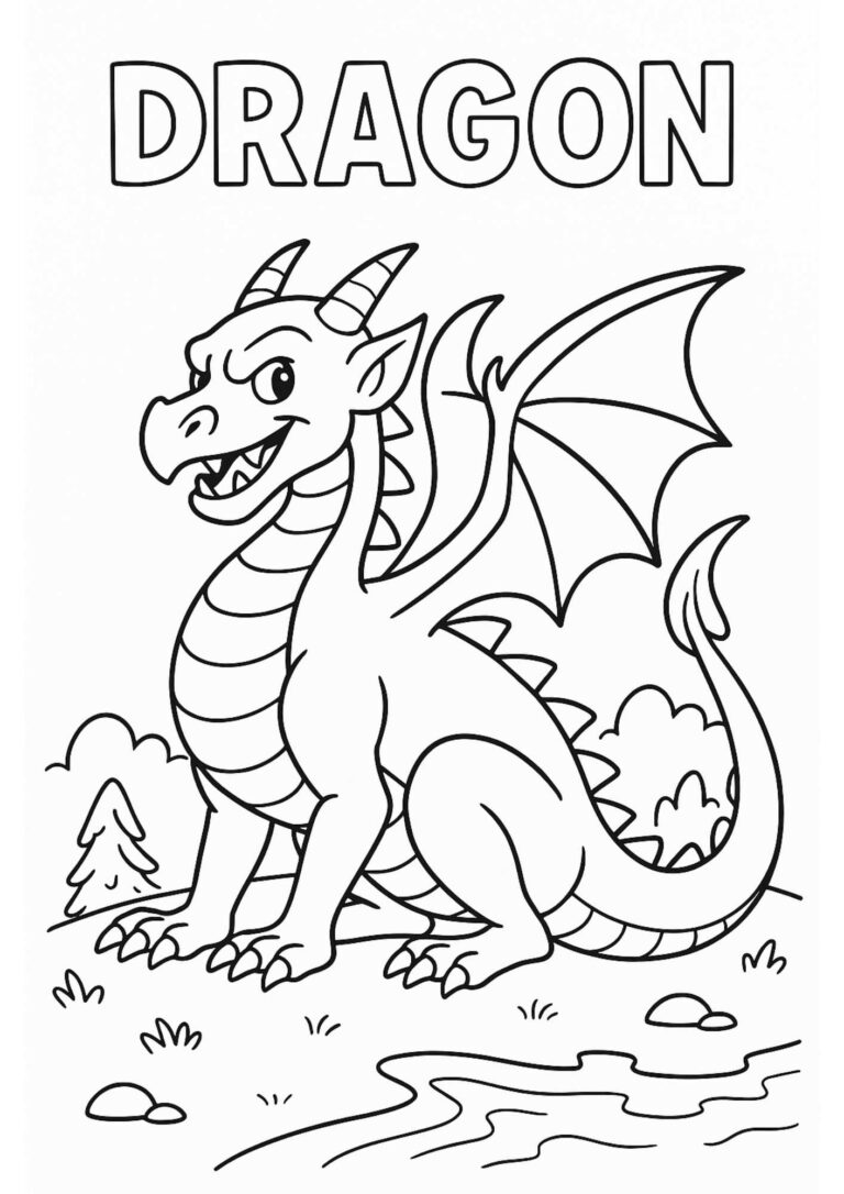 Dragon Coloring Page – Free Printable Fantasy Creature for Kids