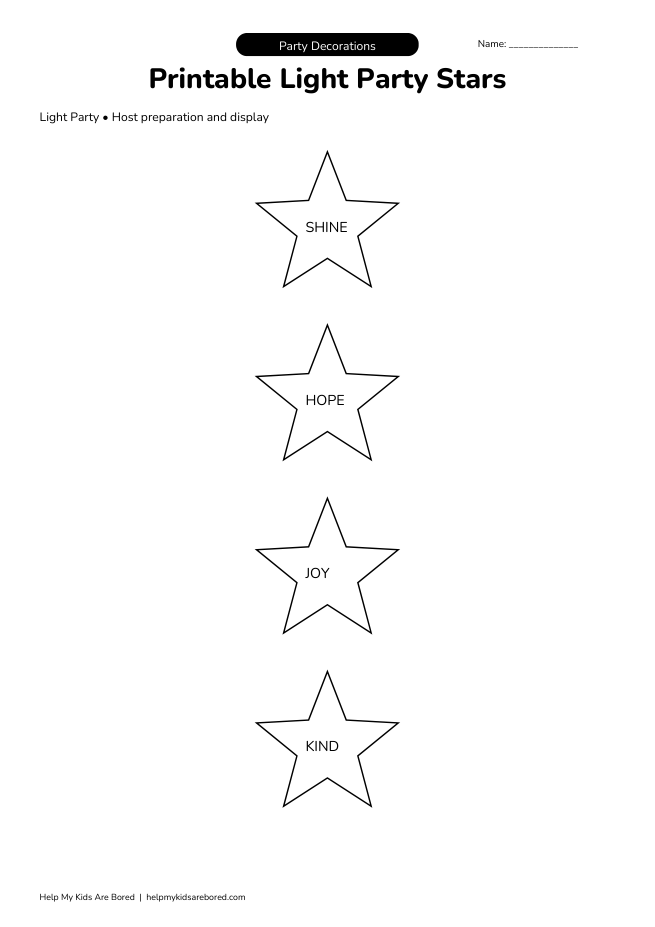 Printable Light Party Stars