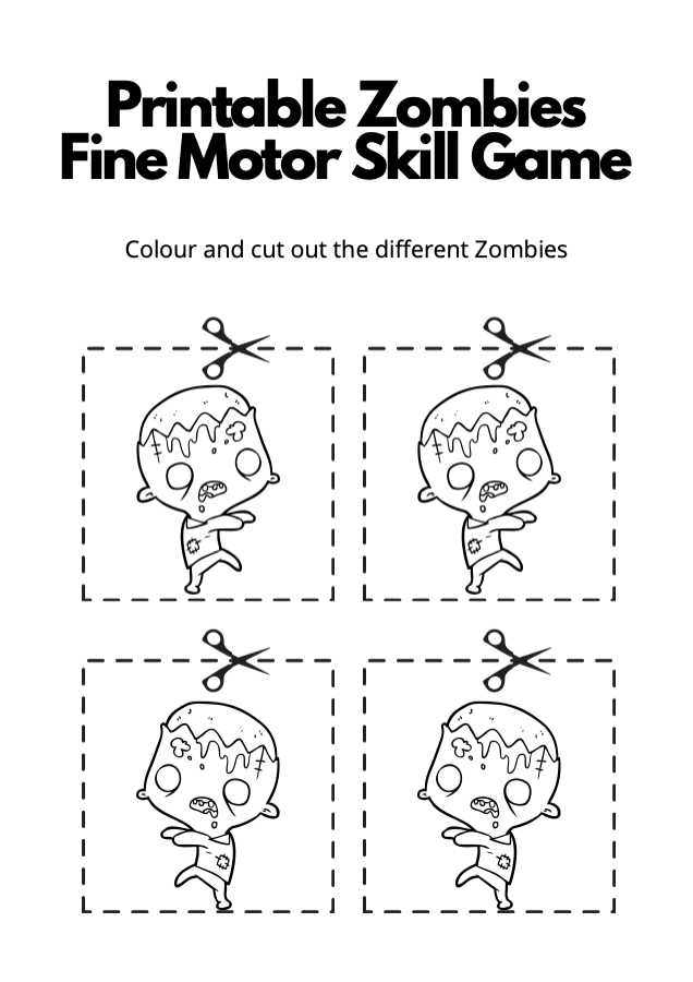 Printable Zombies Fine Motor Skill Game