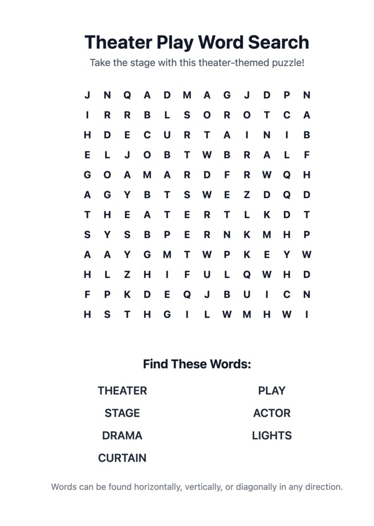 Theater Play Word Search