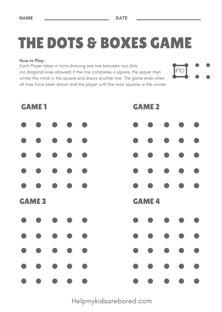 Line and Dot Game Printable – Classic Pencil-and-Paper Fun for Kids
