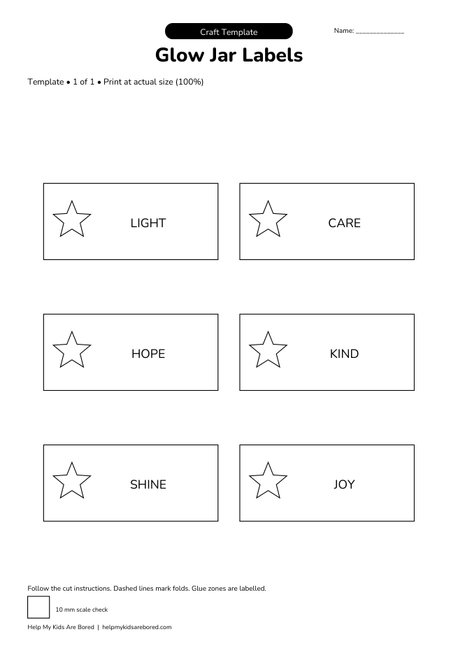 Glow Jar Labels