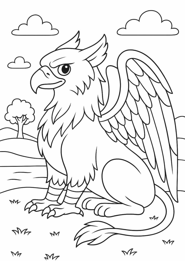 Majestic Griffin Coloring Page – Free Printable Fantasy Creature