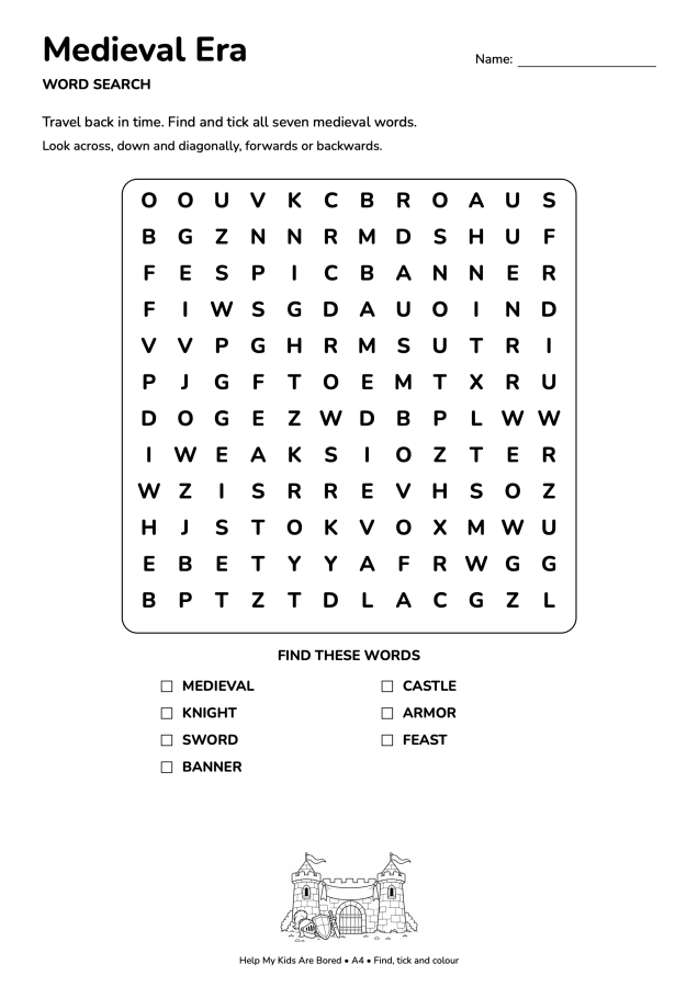 Medieval Era Word Search