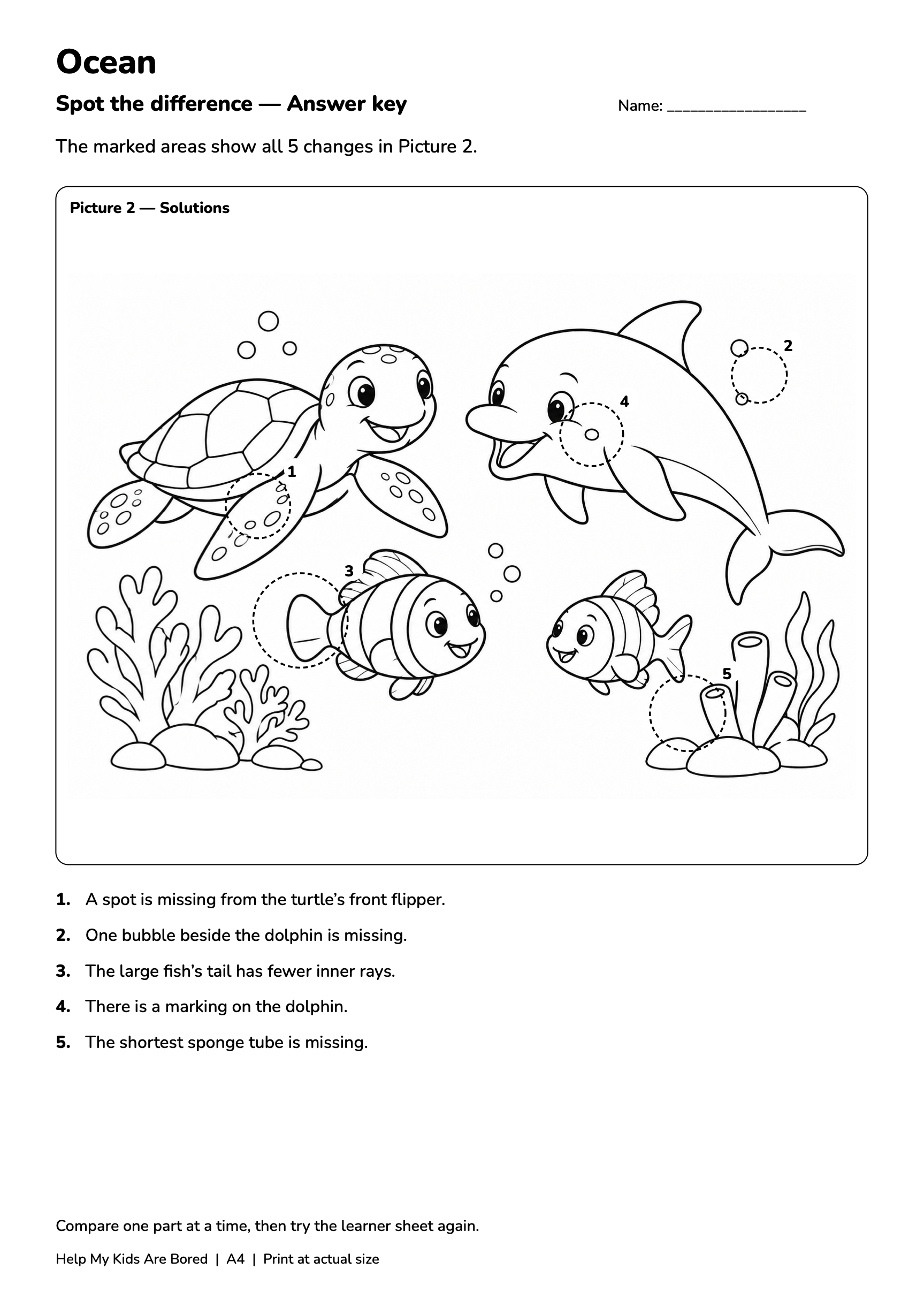 Ocean Spot the Difference — Free Printables