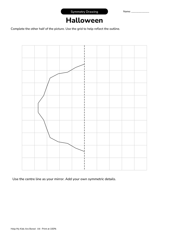Halloween Symmetry Drawing | Free Printable