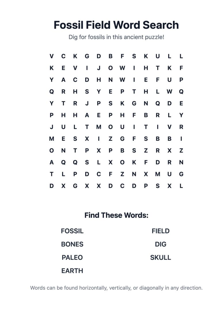 Fossil Field Word Search