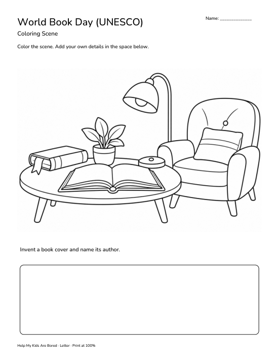 World Book Day (UNESCO) Colouring Scene | Free Printable