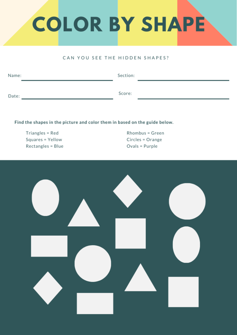 Color by Shape - Worksheet