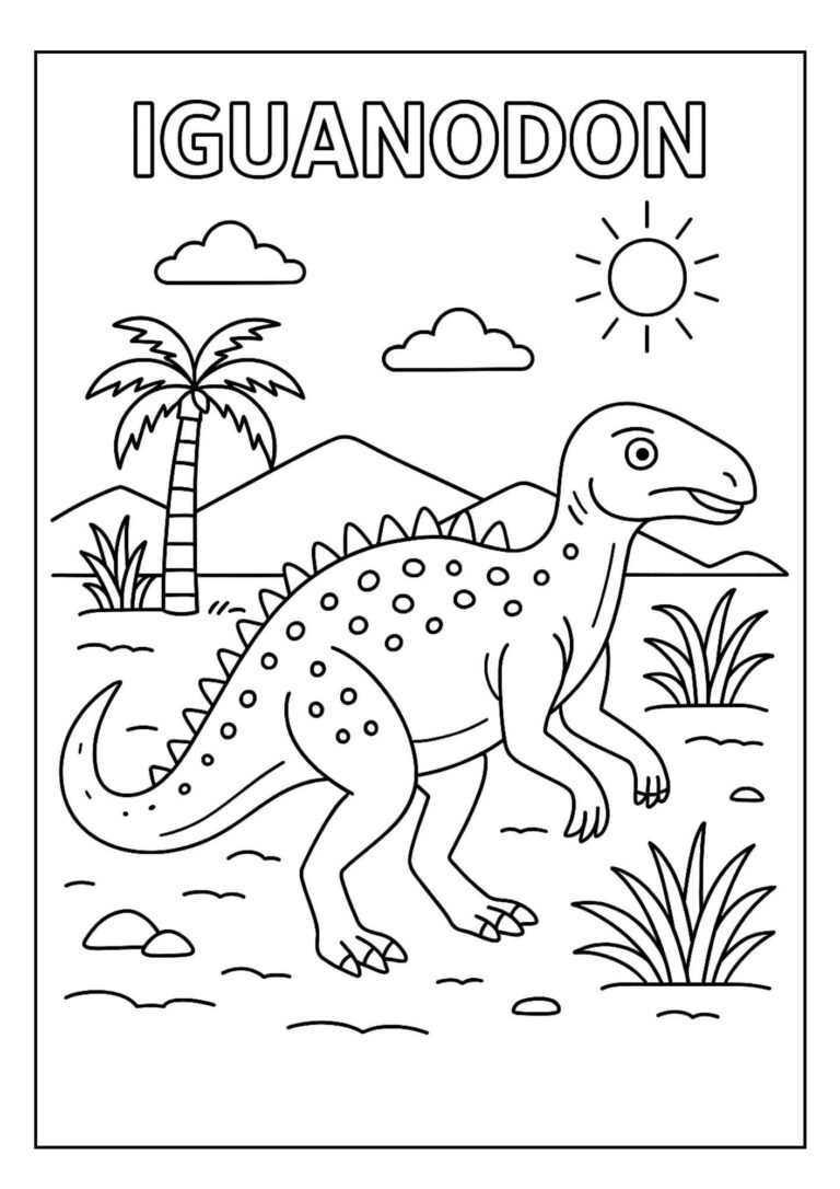 Free Iguanodon Coloring Page Printable for Kids