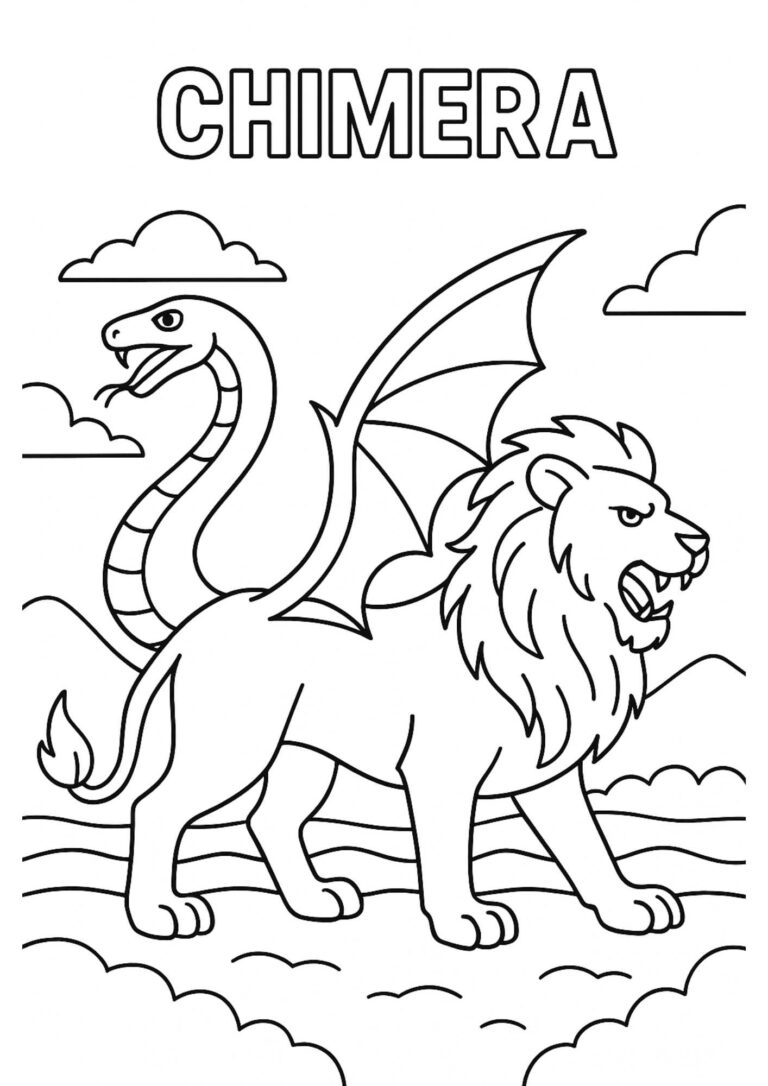 Chimera Coloring Page – Free Printable Mythical Monster for Kids