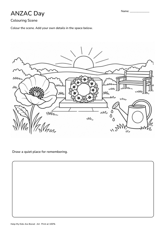 ANZAC Day Colouring Scene