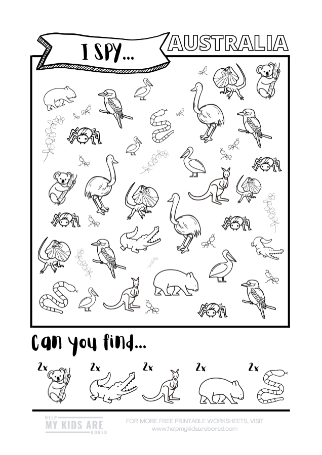 FREE PRINTABLE I SPY AUSTRALIA ACTIVITY DOWNLOAD