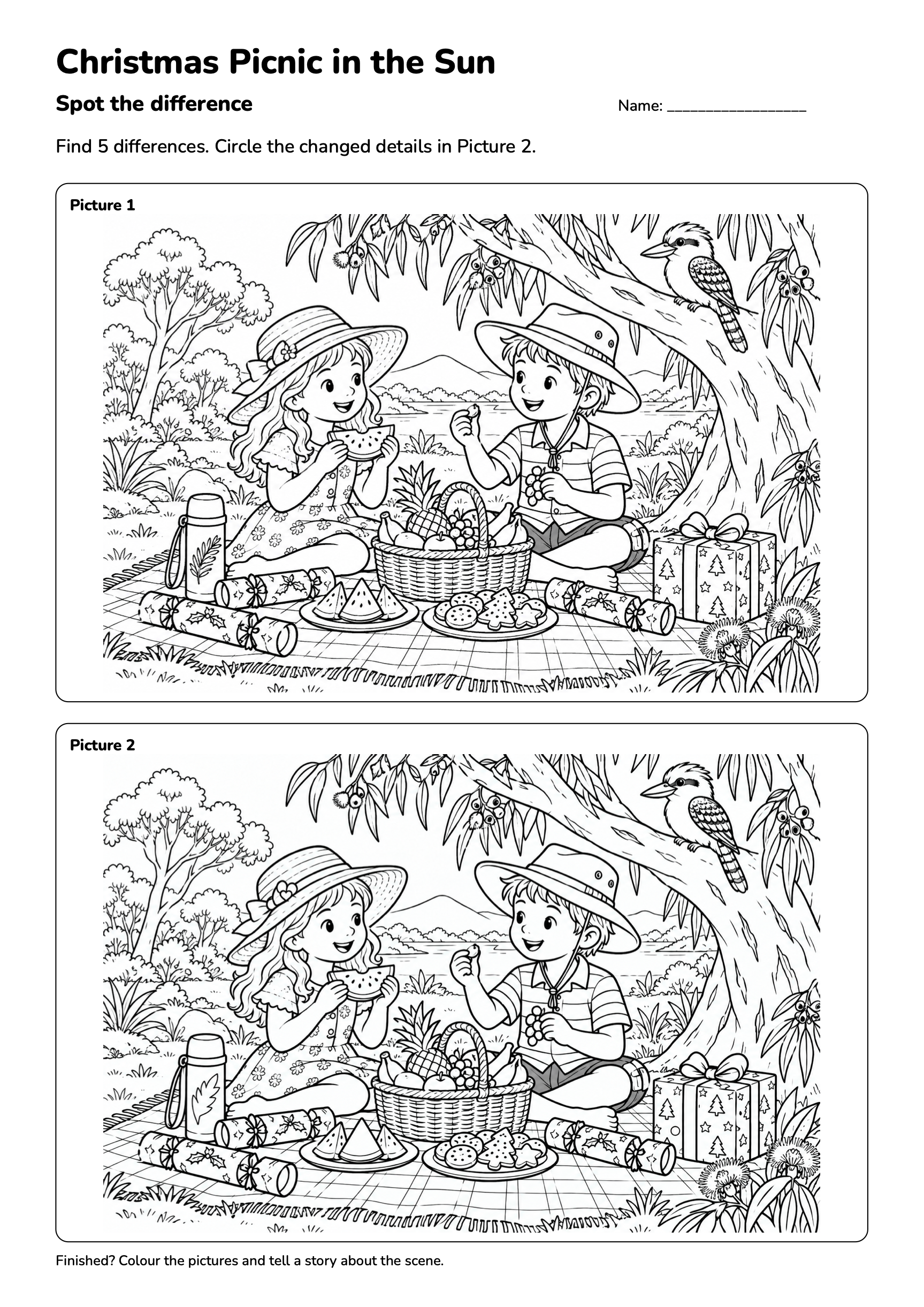 Christmas Picnic in the Sun — Christmas Spot the Difference