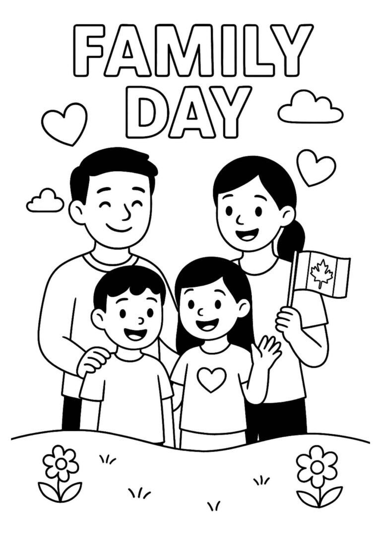 Family Day (Canada) – Free Colouring Page for Kids (Printable!)