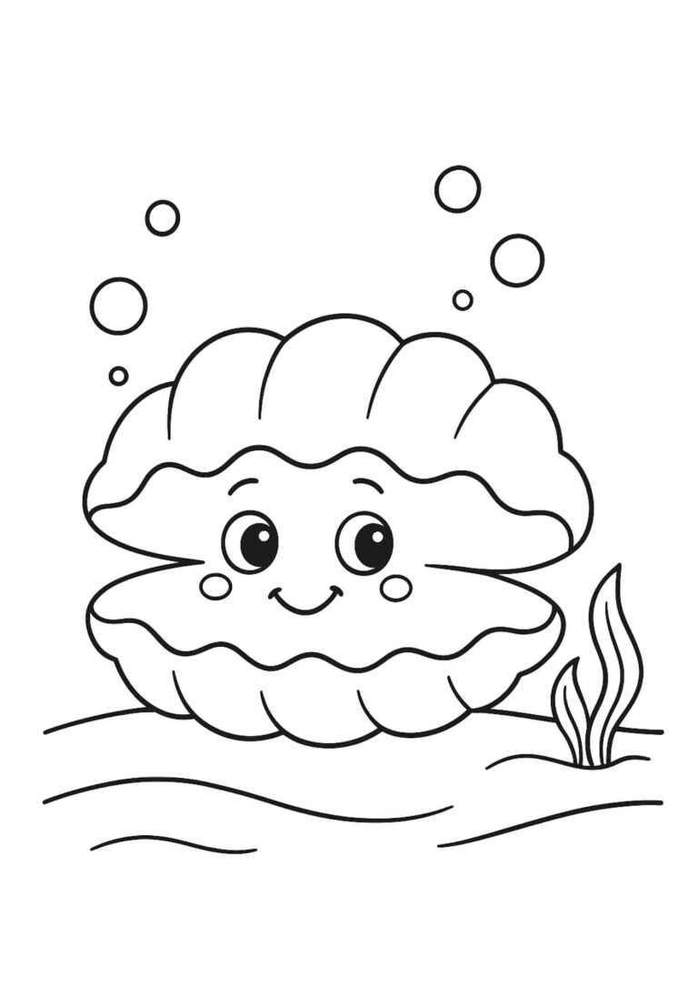 Preschool Sea Animal Coloring Page – Clam (Free Printable)