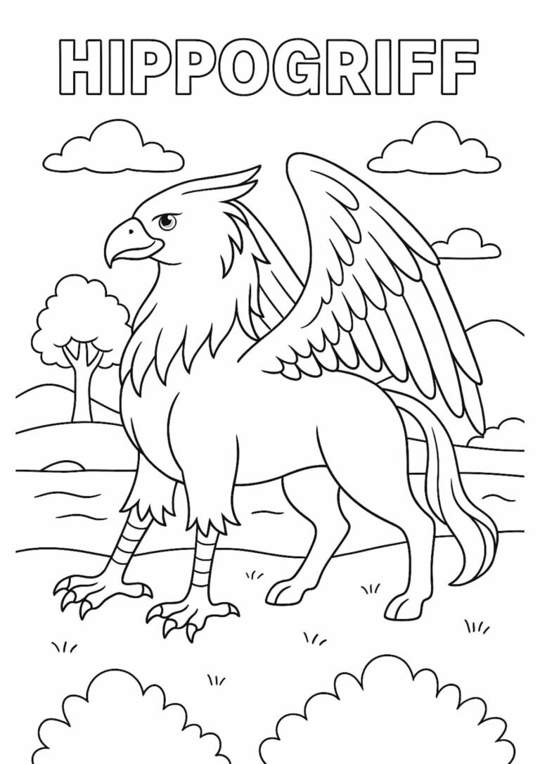 Hippogriff Coloring Page – Free Printable Mythical Creature for Kids