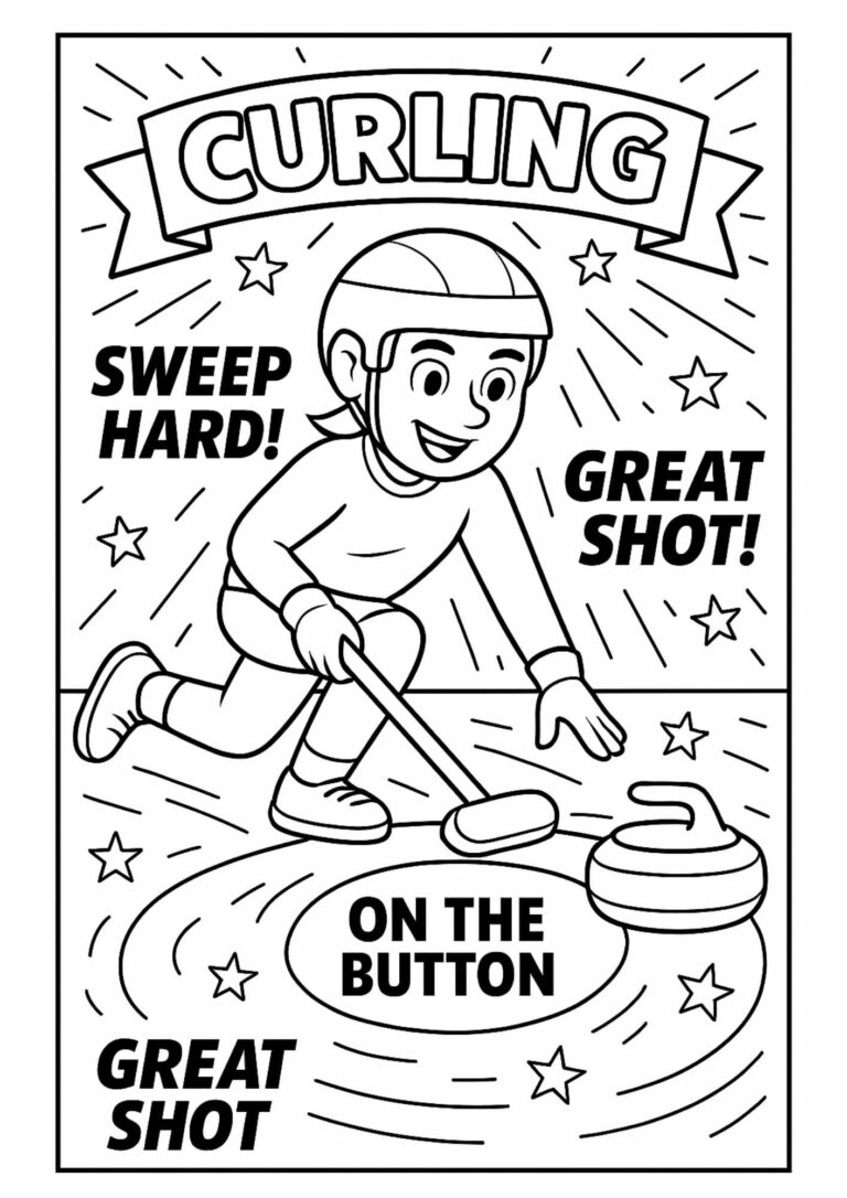 Curling Coloring Page – Free Printable for Cool Sports Fans!