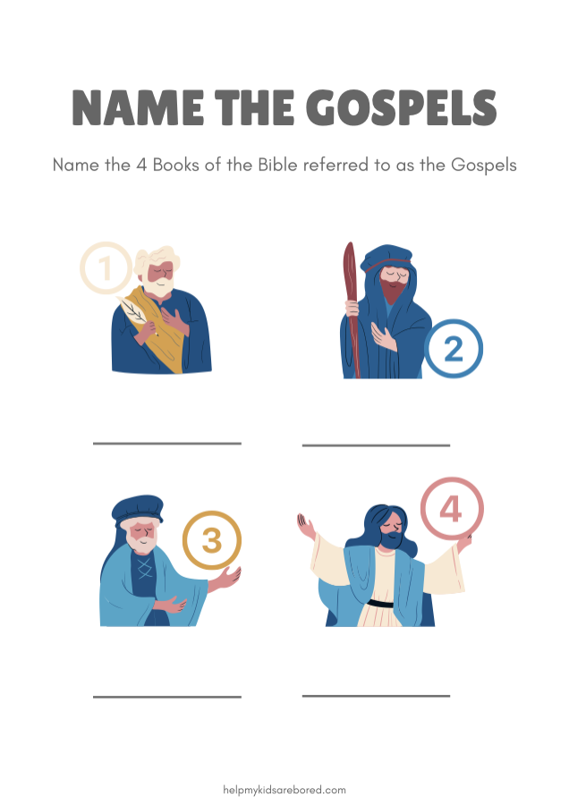 Name the Gospels Bible Worksheet
