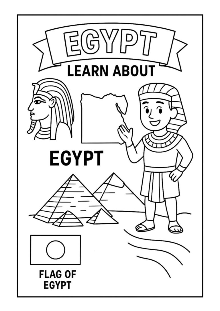 Learn About Egypt – Free Printable Coloring Page for Kids