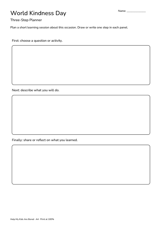 World Kindness Day Three-Step Planner