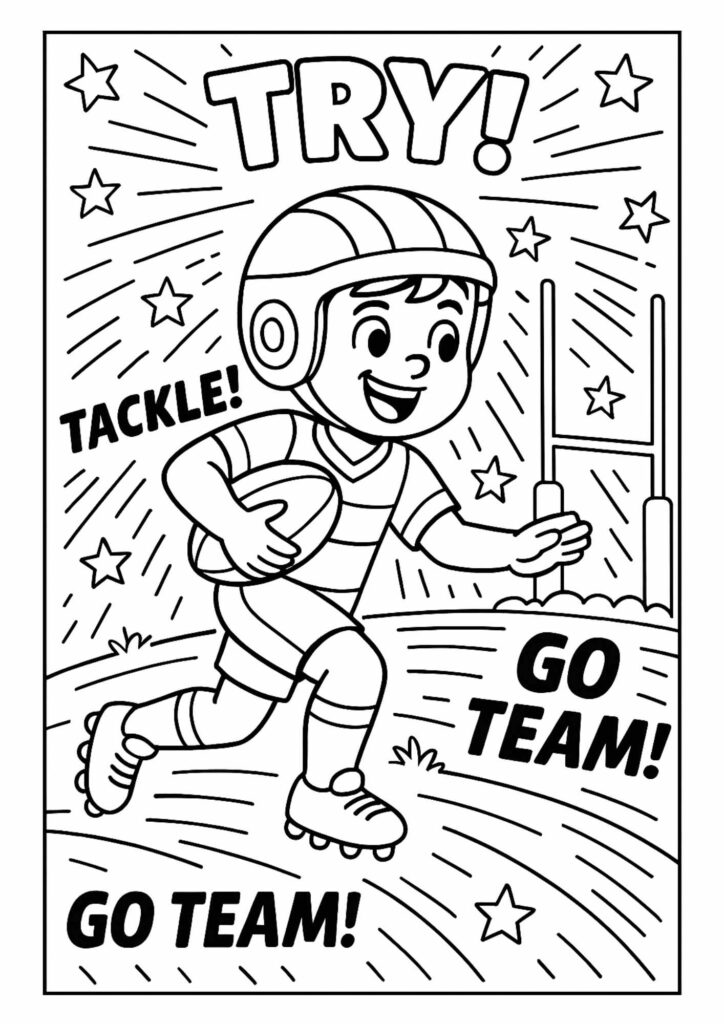 Rugby Coloring Page – Free Printable for Tough, Team-Playing Kids!