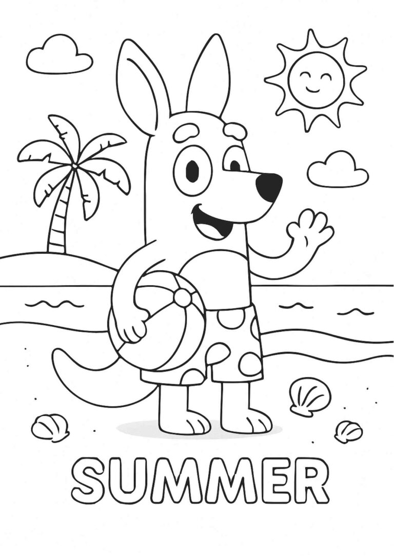 Seasons Kangaroo Colouring Page – Free Printable for Aussie Season Fun
