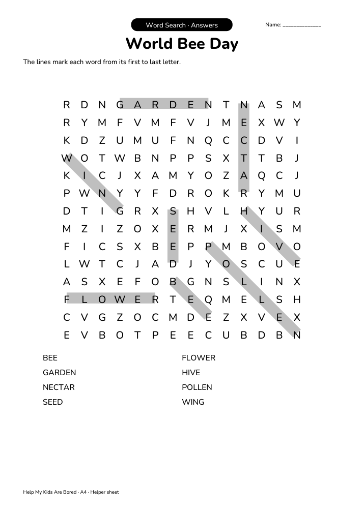 World Bee Day Word Search | Free Printable