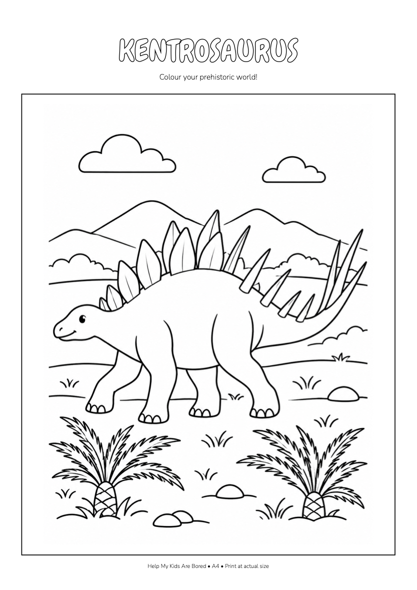 Free Kentrosaurus Coloring Page Printable for Kids