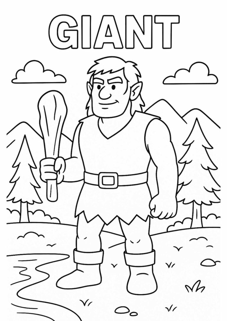 Giant Coloring Page – Free Printable Mythical Giant for Kids